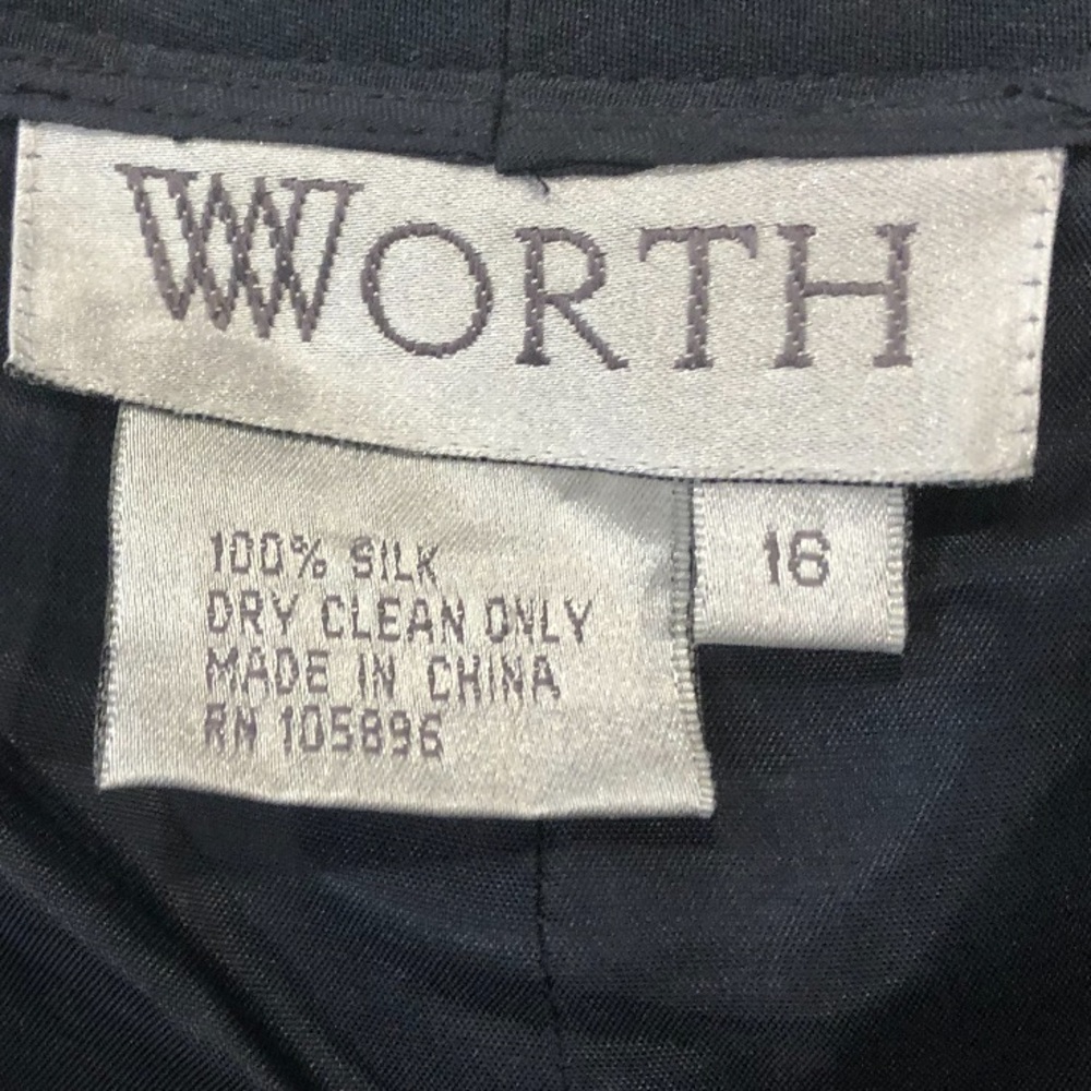 Sold-Worth New York Blue 100% Silk Woven Side Zip Flat Front Dress Pants - Picture 5 of 5